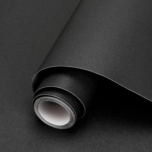 WADILE Selbstklebende Tapete, Klebefolie Einfarbige Wandtapete für Wand, Möbel, Küche – Wasserdichte Wandfolie Struktur Tapete, Dekofolie für Wohnzimmer, Schrank, und mehr, Schwarz, 40CM X 5M WADILE Selbstklebende Tapete, Klebefolie Einfarbige Wandtapete für Wand, Möbel, Küche – Wasserdichte Wandfolie Struktur Tapete, Dekofolie für Wohnzimmer, Schrank, und mehr, Schwarz, 40CM X 5M von WADILE