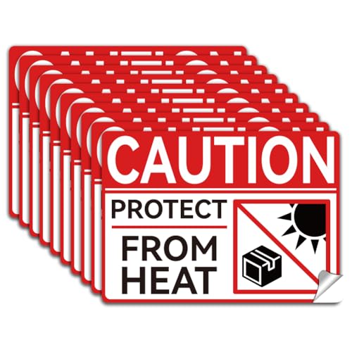 WADORN 10 Stück Aufkleber Zum Schutz Vor Hitze. PVC Achtung Versand Wasserdicht Warnschild Aufkleber Paket Vinyl Selbstklebend Sicherheitsaufkleber Für Versand Und Verpackung 18x13cm von WADORN