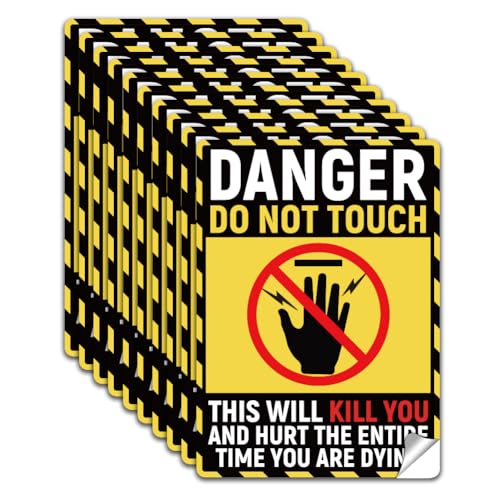 WADORN 10 Stück Nicht Berühren Sicherheitsaufkleber, PVC Vinylaufkleber „This Will Kill You“ Wasserfester Sicherheitsaufkleber „Do Not Touch“ Gefahrenschild Aufkleber Für Den Außenbereich, 18x13cm von WADORN