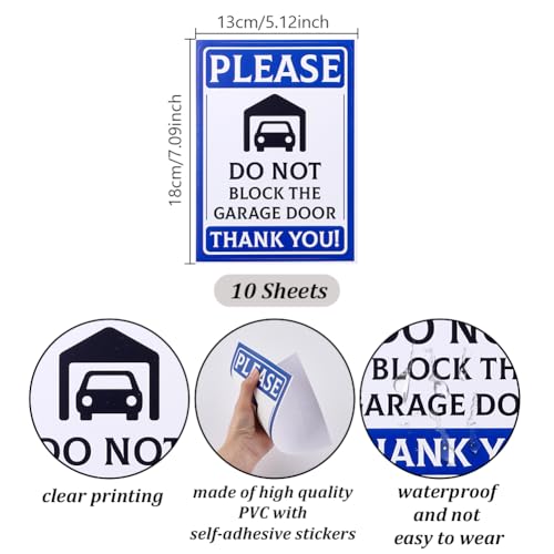 WADORN 10 Stück PVC Aufkleber mit Aufschrift 'Do Not Block Garage Door', Legende Bitte Blockieren Sie Nicht Das Garagentor Danke 13x18cm Blau Parkverbotsschild Langlebig Selbstklebender Aufkleber WADORN 10 Stück PVC Aufkleber mit Aufschrift 'Do Not Block Garage Door', Legende Bitte Blockieren Sie Nicht Das Garagentor Danke 13x18cm Blau Parkverbotsschild Langlebig Selbstklebender Aufkleber von WADORN