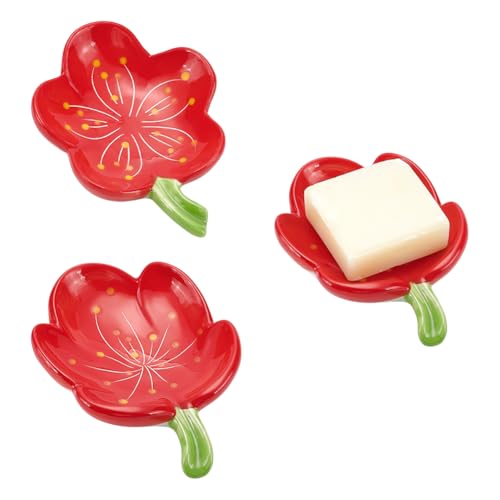 WADORN 2 Stile Blumen Seifenschalenhalter Aus Keramik Selbstentleerende Seifenschale Für Badezimmer Seifenschale In Blumenform Eleganter Duschseifenbehälter Für Barwaschbecken Badewanne Küche von WADORN