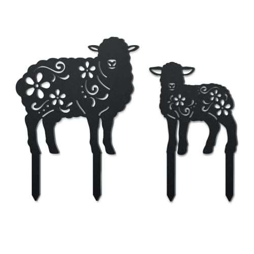 WADORN 2 Stile Schaf Metall Dekorative Gartenstecker, Lustige Schaf Blumen Silhouette Statuen Aus Metall Tier Gartendekoration Geschenke Schwarze Hof Kunst Dekor Für Hinterhof Terrasse Rasen WADORN 2 Stile Schaf Metall Dekorative Gartenstecker, Lustige Schaf Blumen Silhouette Statuen Aus Metall Tier Gartendekoration Geschenke Schwarze Hof Kunst Dekor Für Hinterhof Terrasse Rasen von WADORN