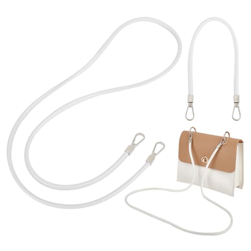 WADORN 2 Stück PU-Leder-Handtaschengriffriemen, 130 cm Handtaschen-Schultergurt Mit 36 cm Kurzem Tragetaschengriff, Runder PU-Leder-Taschengriff, Ersatz Für Clutches, Schulranzen, Weiß von WADORN