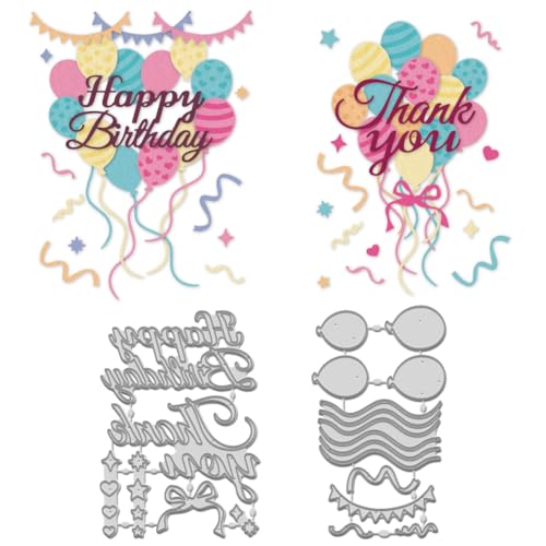 WADORN 2 Stück Happy Birthday Ballon Grüße Stanzformen Schablonen Präge Stanzset Mit Geburtstagssegen Vorlagen Für Segenskarten von Geburtstagspartys Metall Stanzformen WADORN 2 Stück Happy Birthday Ballon Grüße Stanzformen Schablonen Präge Stanzset Mit Geburtstagssegen Vorlagen Für Segenskarten von Geburtstagspartys Metall Stanzformen von WADORN