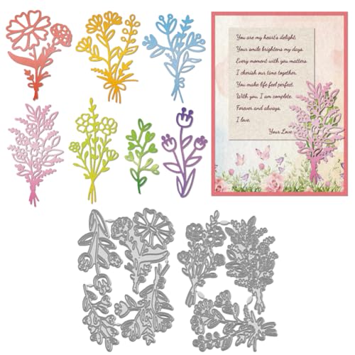WADORN 7 x Stanzschablone Mit Blumenstrauß. Wildblumen Blätter Bouquet Präge Stanzset Mit Vorlagen Für Scrapbooking Blumen/Blätterrahmen Metall Stanzformen WADORN 7 x Stanzschablone Mit Blumenstrauß. Wildblumen Blätter Bouquet Präge Stanzset Mit Vorlagen Für Scrapbooking Blumen/Blätterrahmen Metall Stanzformen von WADORN