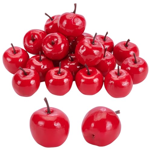 WADORN 20 Stück Künstliche Mini Äpfel. 35mm Rote Künstliche Äpfel Ornamente Dekorative Äpfel Weihnachtsmodelle Kleine Schaumäpfel Lebensechte Simulation Für Die Dekoration von Tischpartys Zu Hause von WADORN