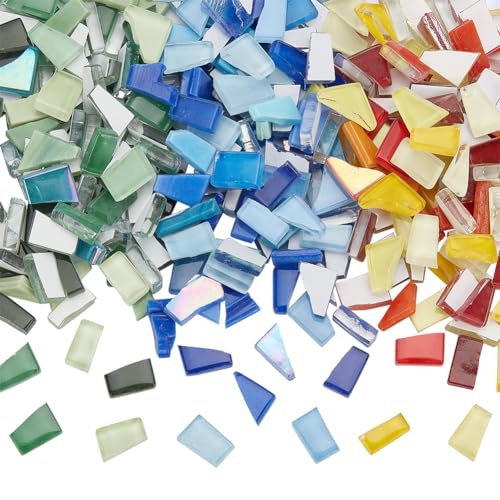 WADORN 291 Stück/300 g 3 Farben Porzellan-Mosaikfliesen, Unregelmäßiges Poliertes Porzellan Zubehör Reste Mosaik Porzellan Stücke Handgefertigte Cabochons (Blau, Grün, Gelb) von WADORN