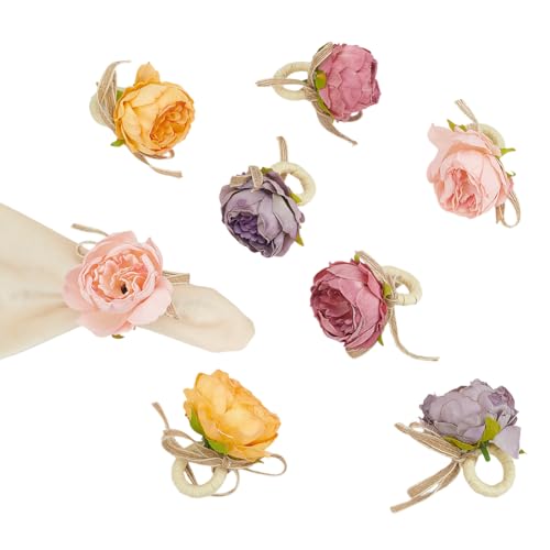 WADORN 4 Farbe 8 Stück Handgefertigte Serviettenringe Mit Blumenmotiv. Serviettenhalter Mit Pfingstrosenblume Handgefertigte Serviettenringe Mit Blumenmuster Tischdekoration Für Valentinstag Hochzeit WADORN 4 Farbe 8 Stück Handgefertigte Serviettenringe Mit Blumenmotiv. Serviettenhalter Mit Pfingstrosenblume Handgefertigte Serviettenringe Mit Blumenmuster Tischdekoration Für Valentinstag Hochzeit von WADORN
