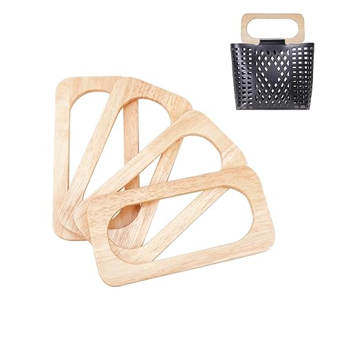 WADORN 4 Stück Handtaschengriffe Aus Holz, Handtaschengriffe Aus Holz Rechteckig Ersatz Handgefertigte Taschengriffe Strandtaschengriffe Für Strohtaschen Makramee Taschen Nähzubehör, 20x10 cm von WADORN