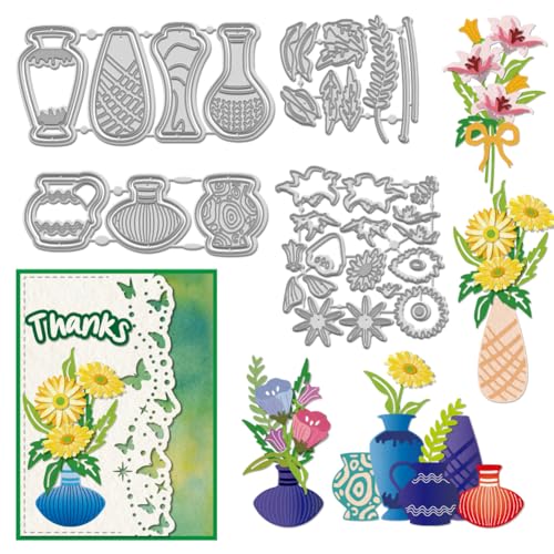 WADORN 4 x Stanzform Für Blumenvase. Metall Stanzschablonen Mit Blumenmotiv Im Vasen Hintergrund Chrysanthemen Petunien Lilien Prägeschablone Stanzvorlage Für Scrapbooking Papierkarten WADORN 4 x Stanzform Für Blumenvase. Metall Stanzschablonen Mit Blumenmotiv Im Vasen Hintergrund Chrysanthemen Petunien Lilien Prägeschablone Stanzvorlage Für Scrapbooking Papierkarten von WADORN