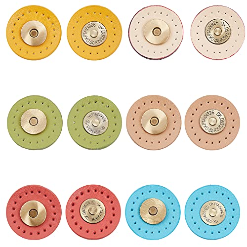 WADORN 6 Farben PU-Leder Magnetverschluss für Geldbörsen Runder Magnetverschluss Nähknopf mit Aufbewahrungsbox für Tragetasche Handtasche Geldbörsen Taschen Kleidung Leder Nähen Handwerk DIY 30mm von WADORN