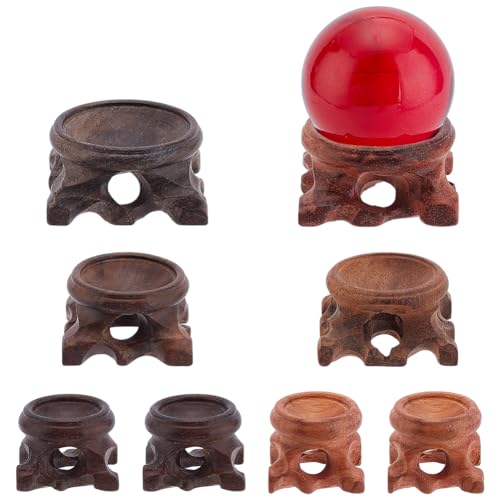 WADORN 8 Stück 6 Stile Holzkugelständerhalter Holz Ei Kugel Kristallständer Zur Präsentation von Kristallen Natürlicher Mini Holz Kristallkugel Präsentationsständer Basis Für Kristallkugel Ei Stein von WADORN