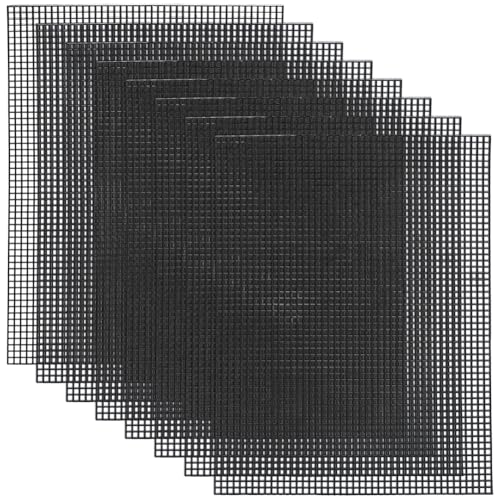 WADORN 8 Stück Kunststoff Netz Leinwandblätter, 34.5x26.5cm Schwarzes Kunststoff Stickleinwand Für Nadelspitze Kreuzstich Netz Acryl Augennetz Zum Sticken Basteln Stricken Häkeln Projekt von WADORN