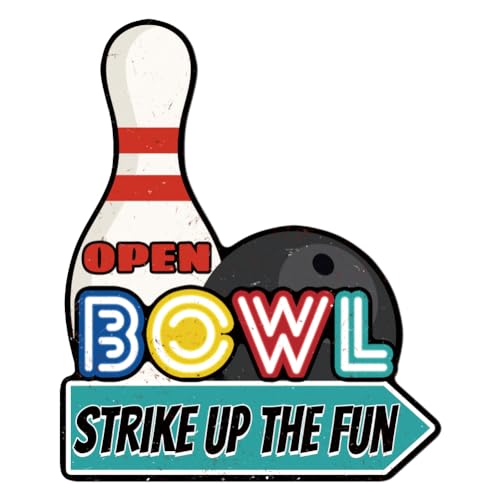 WADORN Blechschild Aus Metall Im Vintage Mit Bowling, 28x34cm Bowl Strike Up The Fun Lustiges Metallschild Retro Bowlingkugel Wandkunst Poster plakette Für Bowlingbahnen Zuhause Karaoke Spielzimmer von WADORN