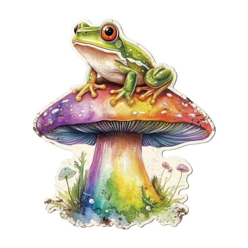 WADORN Blechschild Aus Metall Im Vintage Stil Mit Pilz Frosch Motiv Lustiges Blechschild Mit Frosch Motiv Retro Stil Zum Aufhängen Wanddekoration Für Cafés Geschäfte Restaurants 26x30cm von WADORN