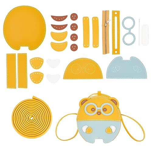 WADORN DIY Geldbörsen-Nähset, DIY-Handwerk, Schöne Umhängetasche, Nähmaterialien, Niedliches Tier-Schnittmuster, Nähen Einer Eigenen Tasche, Handgefertigtes Geldbörsen, Geschenk, Gelben Bären von WADORN