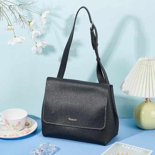 WADORN DIY Kunstleder Schultertasche Nähset Kit Zur Herstellung von Umhängetaschen Für Damen Kunstleder Handgefertigt Set Zur Herstellung von Satchel Handtaschen Für Die Herstellung Schwarz von WADORN