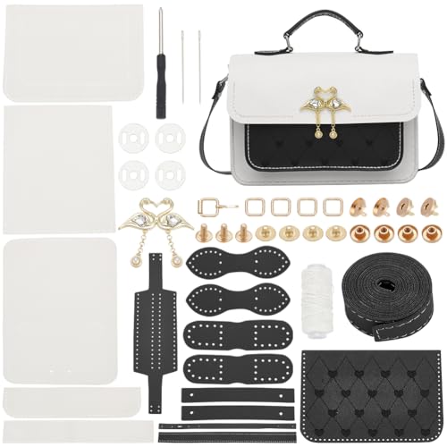 WADORN DIY-Set Zur Herstellung von Umhängetaschen Aus PU-Leder, Handgemachte Nähen Umhängetasche Herstellung Aller Materialien Kunstleder Handwerk Handtasche Herstellung Zubehör DIY Handwerk, Schwarz von WADORN