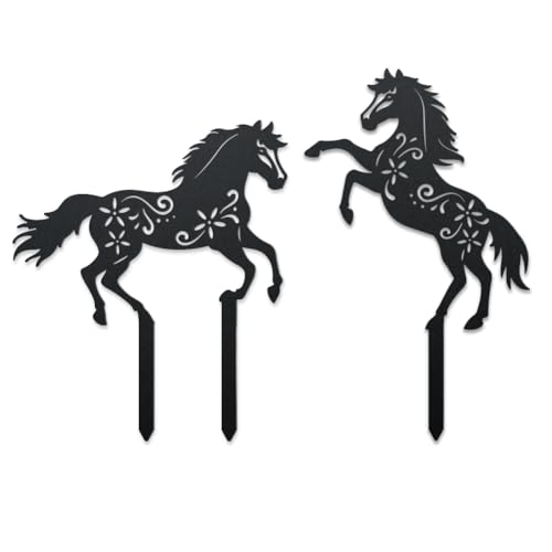 WADORN Dekorative Gartenpfähle aus Metall, Motiv: laufendes Pferd, Silhouette, Outdoor-Statuen, Tiere, Gartenornament, Geschenke, Hofkunst, Dekoration, Heringe für Außenbereich, Hinterhof, Terrasse von WADORN