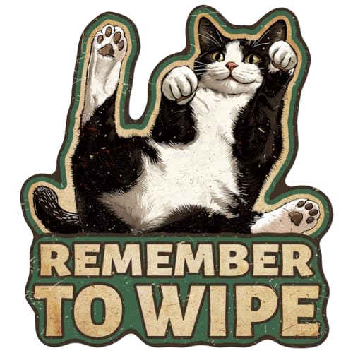 WADORN Denken Sie Daran Vintage Blechschild Aus Metall Abzuwischen, 28x30.6cm Lustiges Metallschild Mit Katzen Für Katzenliebhaber Katzen Wandkunst Poster plakette Für Katzenliebhaber Badezimmer WADORN Denken Sie Daran Vintage Blechschild Aus Metall Abzuwischen, 28x30.6cm Lustiges Metallschild Mit Katzen Für Katzenliebhaber Katzen Wandkunst Poster plakette Für Katzenliebhaber Badezimmer von WADORN