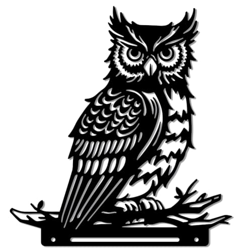 WADORN Eule Aus Metall Garten Und Hof Kunstdekor Vogel Auf AST Dekorative Gartenstecker Aus Eisen Wildtier Schwarze Silhouette Zaundekoration Für Den Außenbereich Für Bäume Wandornamente Hofkunst von WADORN