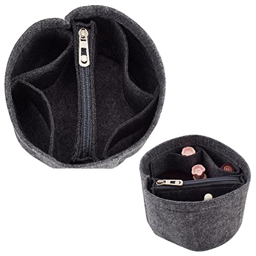 WADORN Filz-Organizer-Einsatz, schwarz (rund, 13 x 11,8 cm) Materialien, effiziente Aufbewahrung, praktisches Design, für LV Cannes und andere Eimertaschen von WADORN