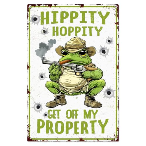 WADORN Frosch Zimmer Zeichen Lustige Metall Zinn Zeichen Vintage Zimmertür Dekor Hippity Hoppity Schild „Get Off My Property“ „Betreten Verboten“ Warnschild Frosch Wanddekoration 20x30cm WADORN Frosch Zimmer Zeichen Lustige Metall Zinn Zeichen Vintage Zimmertür Dekor Hippity Hoppity Schild „Get Off My Property“ „Betreten Verboten“ Warnschild Frosch Wanddekoration 20x30cm von WADORN
