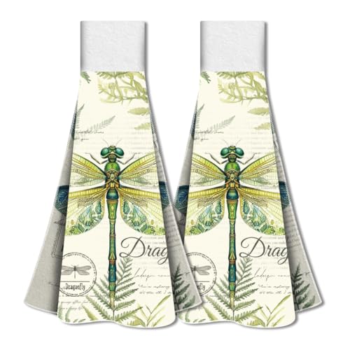 WADORN Hängende Küchenhandtücher Vintage Mit Libellen 2er Set, Weiche Supersaugfähige Handtücher Libellen Aquarelloptik Mit Schlaufe Mikrofaser Dekorative Geschirrtücher Mit Libellenmotiv Für Zuhause WADORN Hängende Küchenhandtücher Vintage Mit Libellen 2er Set, Weiche Supersaugfähige Handtücher Libellen Aquarelloptik Mit Schlaufe Mikrofaser Dekorative Geschirrtücher Mit Libellenmotiv Für Zuhause von WADORN