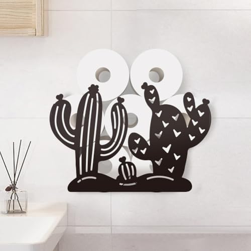 WADORN Kaktus Toilettenpapierhalter Toilettenpapier Aufbewahrung Zur Wandmontage Aus Metall Mit Kaktuspflanze Lustiger Toilettenpapier Organizer Toilettenpapierrollenhalter Für 8 zusätzliche Rolle von WADORN