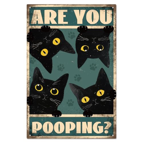 WADORN Lustiges Blechschild Mit Aufschrift 'Spähende Schwarze Katze', 20x30cm 'Are You Pooping' Vintage Badezimmerschild Toiletten Wandkunst Poster Plakette Für Zuhause Badezimmer Waschraum Toilette WADORN Lustiges Blechschild Mit Aufschrift 'Spähende Schwarze Katze', 20x30cm 'Are You Pooping' Vintage Badezimmerschild Toiletten Wandkunst Poster Plakette Für Zuhause Badezimmer Waschraum Toilette von WADORN