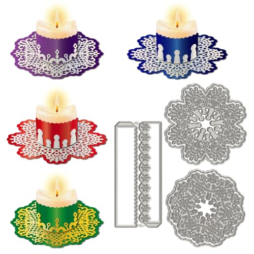 WADORN Metallstanzlinge Mit Blumenkerze Stanzschablone Mit Kerzenhalter Motiv Für Heimwerkerarbeiten Blumenrahmen Hintergrund Prägeschablonen Aus Karbonstahl Vorlage Für Selbstgemachte Karten von WADORN