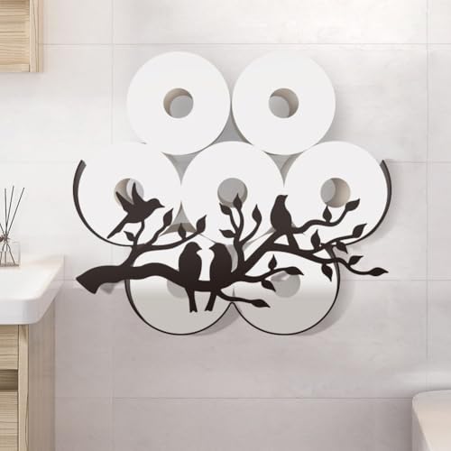 WADORN Toilettenpapierhalter „Vogel Auf AST“ Toilettenpapier Aufbewahrung Zur Wandmontage In Form Eines Vogels Aus Metall Lustiger Toilettenpapier Organizer Toilettenpapierrollenhalter von WADORN