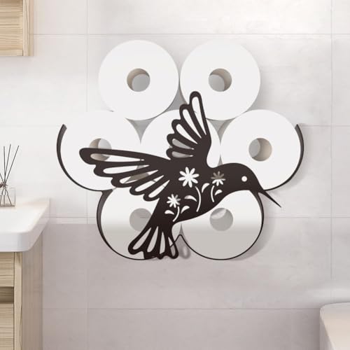 WADORN Toilettenpapierhalter Mit Kolibri Motiv Lustiger Kolibri Toilettenpapier Aufbewahrungsständer Mit Kolibri Blume Aus Metall Freistehend Toilettenpapier Organizer Ständer Für Badezimmer von WADORN