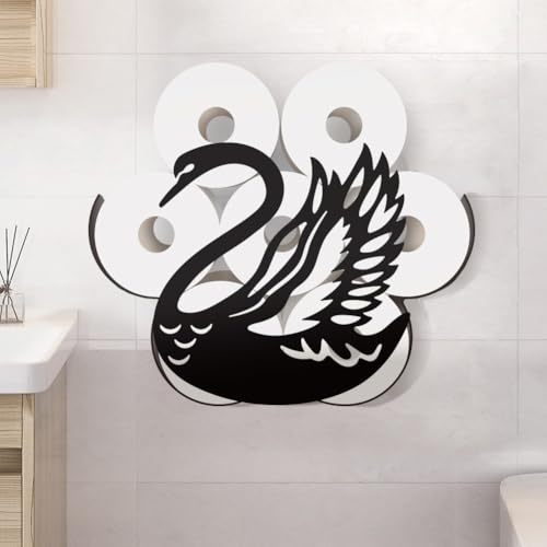 WADORN Toilettenpapierhalter Mit Schwanenmotiv Toilettenpapier Aufbewahrung Aus Metall Mit Schwanenmotiv Lustiger Toilettenpapier Organizer Mit Tiermotiv Freistehender Toilettenpapierrollenhalter von WADORN