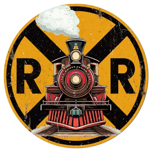 WADORN Vintage Metallblechschilder, 28x28cm Zugbeschilderung Bahnübergangsdekor Retro Schild Nostalgisches Lustiges Eisengemälde Wandkunst Dekoratives Poster Für Zuhause Kaffee Club Bar Kneipe von WADORN