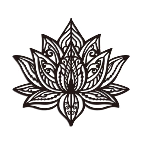 WADORN Wanddekoration Aus Metall Mit Lotusmotiv Schwarze Lotusblume Wandkunst Hängedeko Schilder Wandskulptur Statuen Deko Geschenk Für Wohndeko Wohnzimmer Küche 27.6x30cm Lotus von WADORN