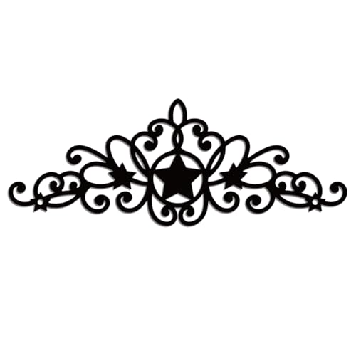 WADORN Wanddekoration Aus Metall Mit Sternrand Wandskulptur Mit Blumenranke Über Kunst Dekoration Rustikales Linienornament Hängeschild Für Zuhause Büro Wohnzimmer Garten Terrasse Veranda 30x11.3cm von WADORN