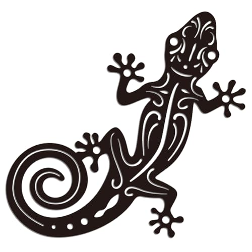WADORN Wanddekoration Gecko Aus Metall Gecko Eidechse Gecko Tierliebhaber Metall Wandkunst Hängende Dekor Schilder Wandskulptur Statuen Dekor Für Zuhause 28.4x30cm Gecko von WADORN
