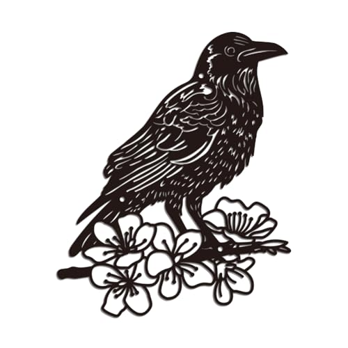 WADORN Wandkunst Rabe Metall Moderne Kunst, Vogelmotiv Eisen Metall Rabe Wandkunst Dekor Für Zuhause Dekoration Für Die Veranda Wohnzimmer Küche Garten, Rabe WADORN Wandkunst Rabe Metall Moderne Kunst, Vogelmotiv Eisen Metall Rabe Wandkunst Dekor Für Zuhause Dekoration Für Die Veranda Wohnzimmer Küche Garten, Rabe von WADORN