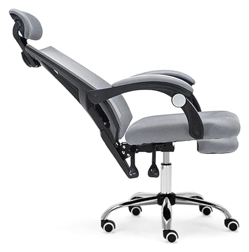Bürostuhl mit Fußstütze, ergonomischer Netz-Schreibtischstuhl, Lendenwirbelstütze, Computerstuhl mit verstellbarer Kopfstütze, Drehstuhl, höhenverstellbar, Gaming-Stuhl, grau/Größe, um Glück zu von WADRBSW