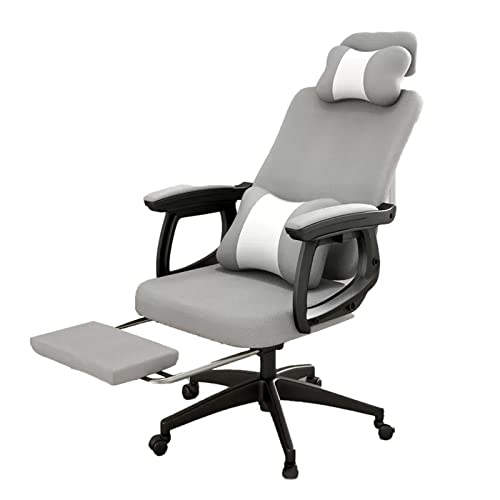 WADRBSW Bürostuhl für Lendenwirbelstütze mit Drehgelenk, ergonomischer Chefsessel, Esszimmer, Computer-Gaming-Stuhl, Lern-Schreibtischstuhl, Meeting-Stuhl, Wohnzimmer/Grau, um Glück zu verfolgen von WADRBSW