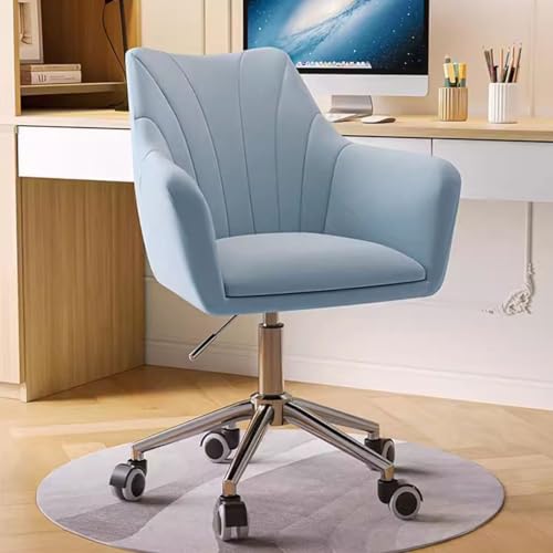 WADRBSW Bürostuhl mit Rollen, moderner Schreibtischstuhl, 360° drehbar, höhenverstellbar, ergonomischer Heimcomputerstuhl, Komfortpolsterung, Metallsockel, Blau/A, um Glück zu verfolgen von WADRBSW