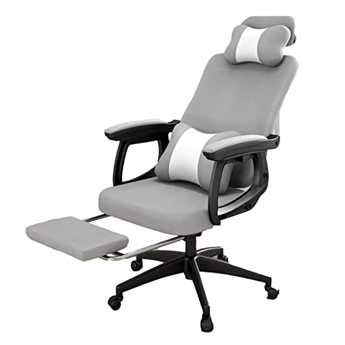 WADRBSW Stuhl mit hoher Rückenlehne für Heimbüro, bequemer Chefsessel aus Netzstoff, ergonomischer Bürostuhl mit Fußstütze, drehbarer Computerstuhl mit verstellbaren Armlehnen und Rückenstütze, grau, von WADRBSW