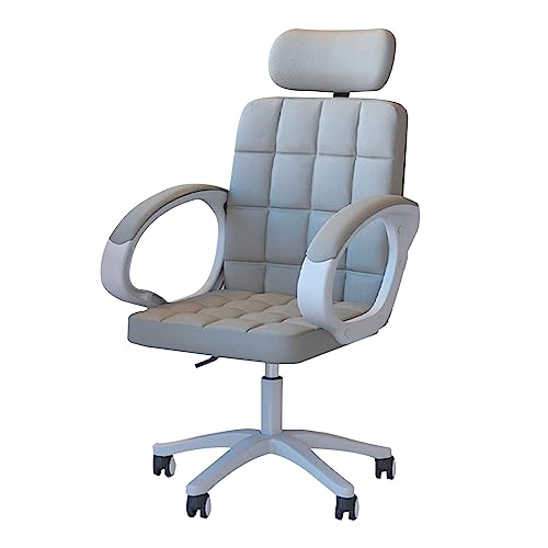 WADRBSW Verstellbarer Bürostuhl mit weichem Sitzkissen und Kopfstütze, 360° drehbarer Computerstuhl, ergonomischer Schreibtischstuhl, grau, um Glück zu verfolgen von WADRBSW