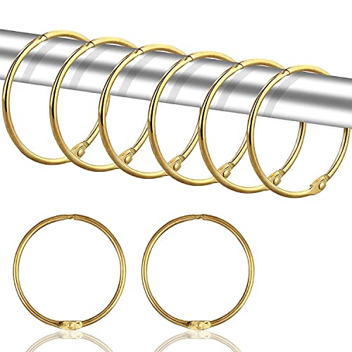 24 Stück Gardinenringe Vorhangringe, 50mm Rundringe Vorhang Clips Duschvorhang Metallklammern für Vorhänge und Gardinenstangen（Gold） von WADY