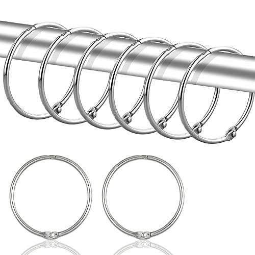 24 Stück Gardinenringe Vorhangringe, 50mm Rundringe Vorhang Clips Duschvorhang Metallklammern für Vorhänge und Gardinenstangen（silber） von WADY