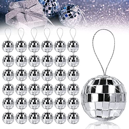 36 Stück Spiegelkugel Discokugel, 3cm Spiegelkugel Klein Silber Discokugel Spiegelkugel, Christbaumkugeln Dekoration zum Aufhängen, disco kugel,für Lichteffekte, Party Deko, Mottoparty (3cm(36pcs)) von WADY