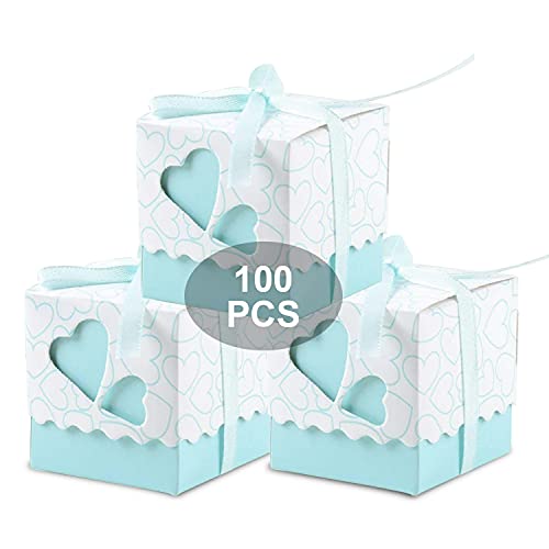 WADY - 100 Stück farbige Boxen aus Papier - Gastgeschenke, Tischkarten, Dekoration für Party, Hochzeit, Taufe, Geburtstag, inkl. Bändchen von WADY