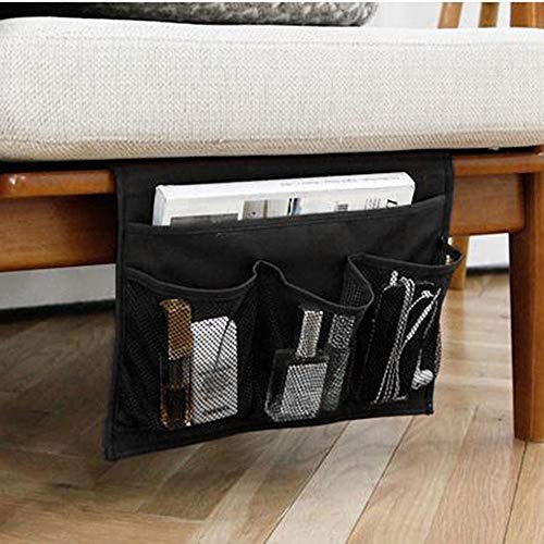 WADY Nachttisch-Organizer 4 Taschen Bett Sofa zum Aufhängen Halterung Tasche für Buch Handy Gläser TV Fernbedienung (schwarz) von WADY