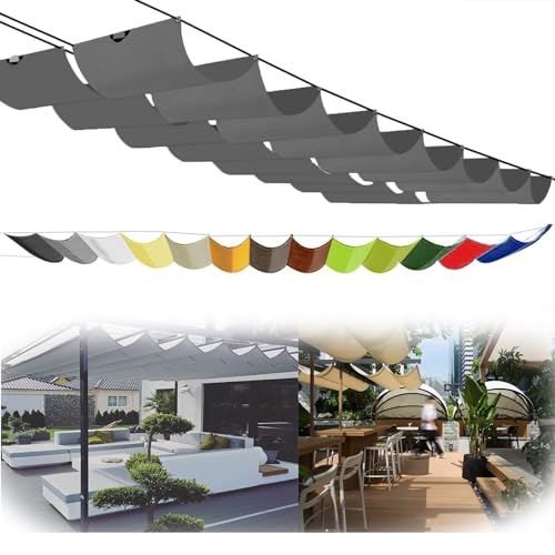 Retractable Shade Sail Screen Waterproof Sun Sail UV Block Canopy with Rope - Outdoor Garden Patio Deck Cover for Carport & Lawn, UPF 50+ UV Protection Rectangle (1.5x2m,Grau) von WAEKAH